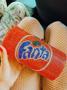 Rhinestone Orange Fanta Can Purse
